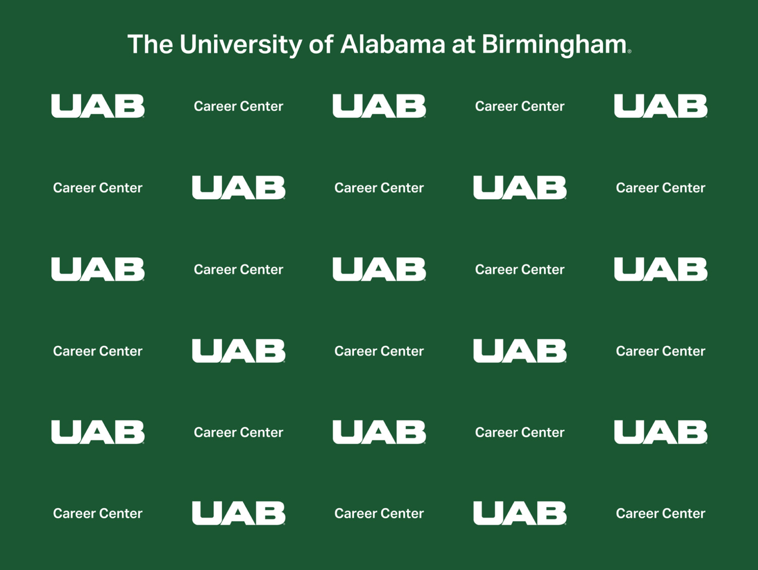 Graphic showing core separated logo + lockup in text usage on step and repeat banners