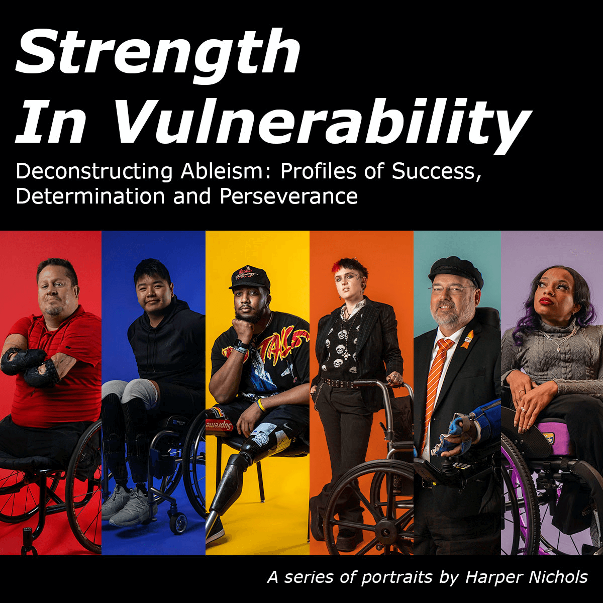 Exhibit poster featuring six of the featured portraits.