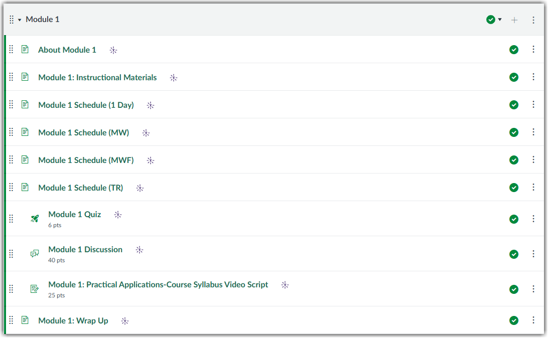 Course Home page