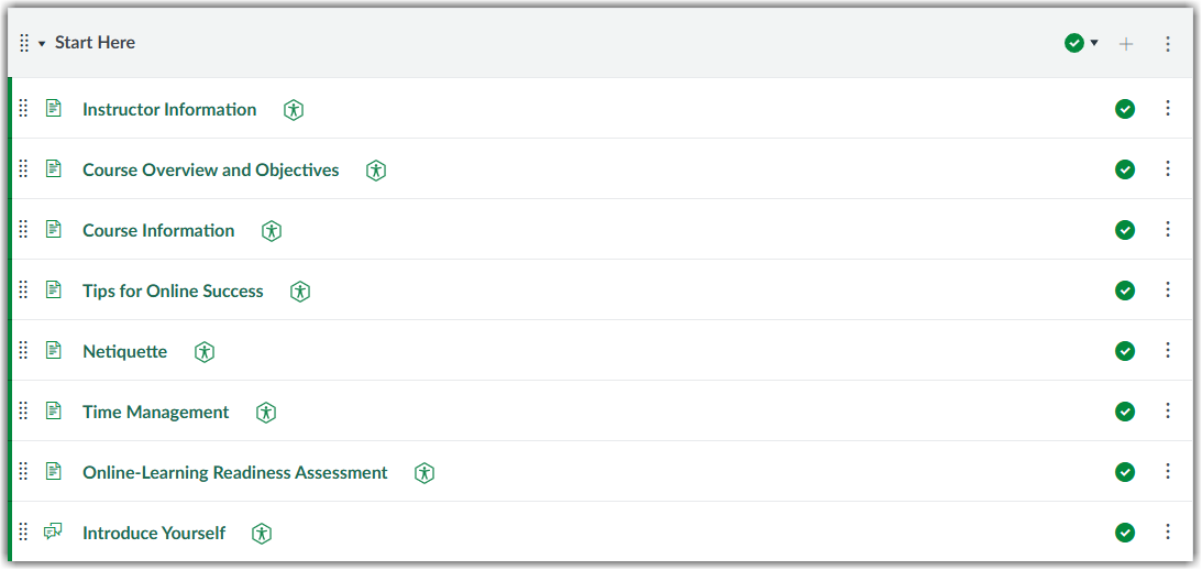 Course Home page