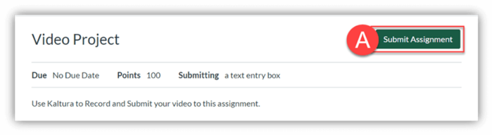 submit a kaltura video to assign 1