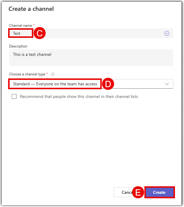 Enter channel name