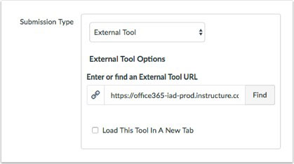 Screenshot of creating online embedded assignment.