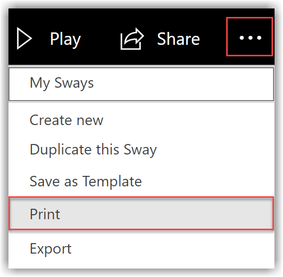 Screenshot of print in Sway menu.