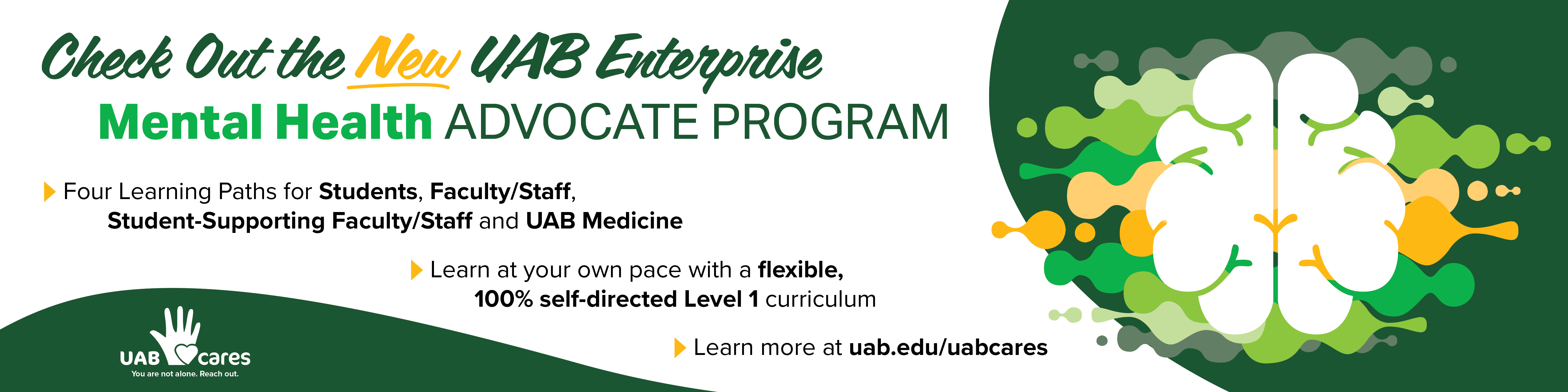 Check out the New UAB Enterprise Mental Health Advocate Program featuring four new learning paths and a 100 percent self-directed Level 1.