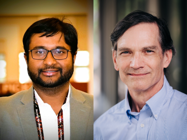 Headshot of Abhishek Guha, Ph.D., and Peter H. King, M.D.
