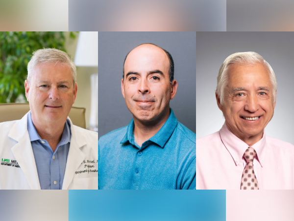 Portraits of Kevin Harrod, Ph.D., Carlos Orihuela, Ph.D., and J. Victor Garcia, Ph.D.