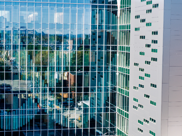 Outside view of the windows of the Altec building