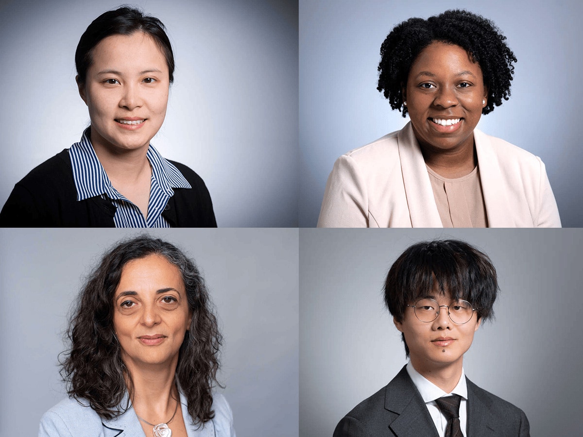 Headshot collage of Rouyan Sun, Ph.D., Jialei Shen, Ph.D., Nashira Brown, Ph.D. and Maria Pisu, Ph.D.