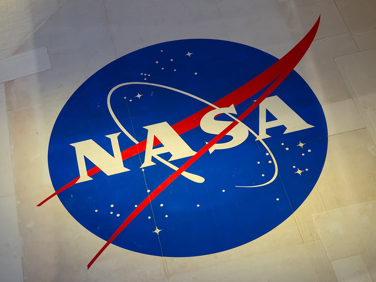 Photo of NASA blue and red logo with a white background.