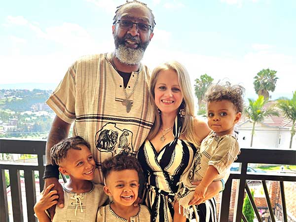 OT Abi Grigsby and her family in Rwanda, where she is working to improve the lives of people with visual impairments.