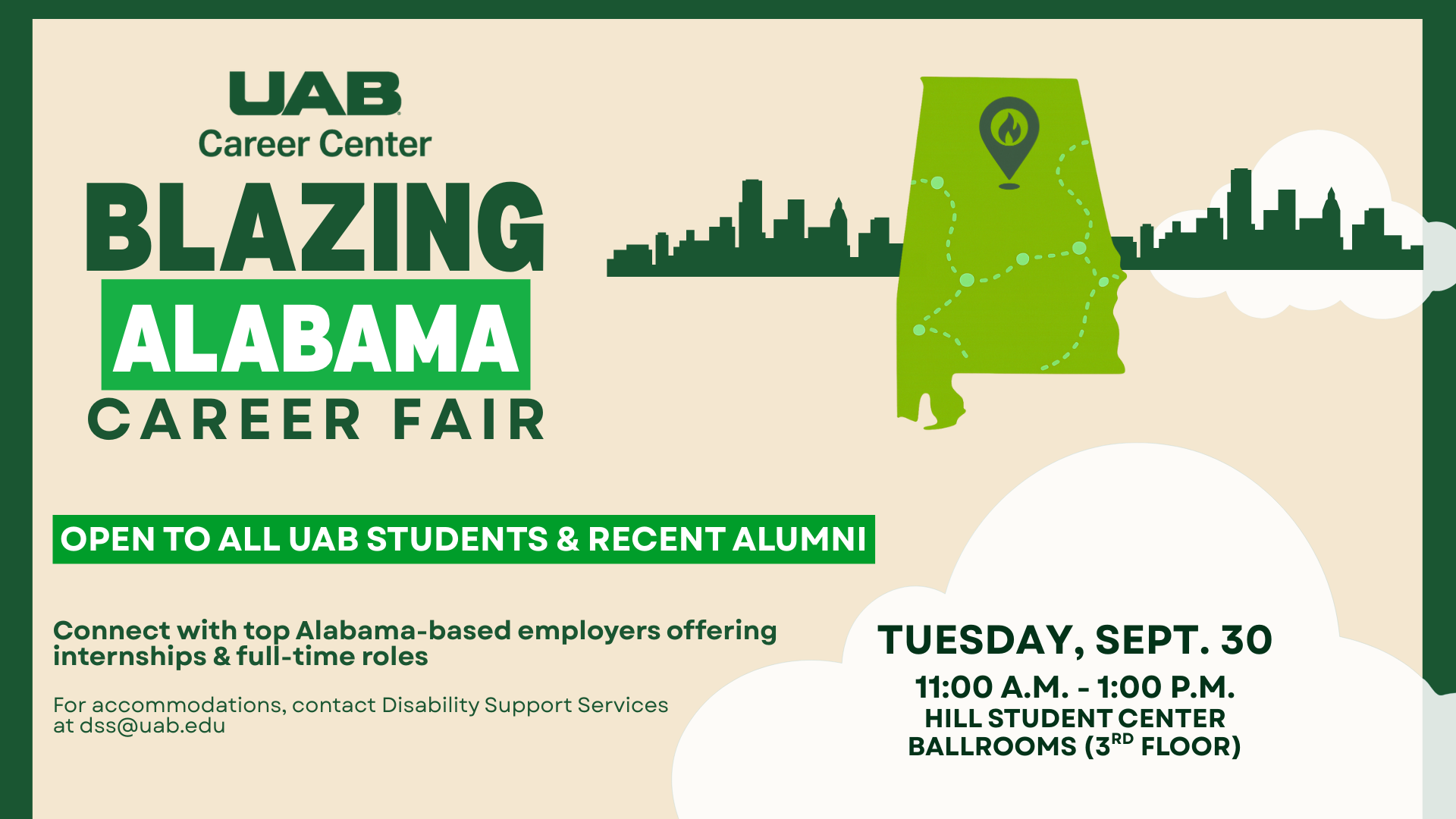 UAB Blazing Alabama Job Fair Signage