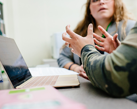 Student in session with a Writing Center tutor
